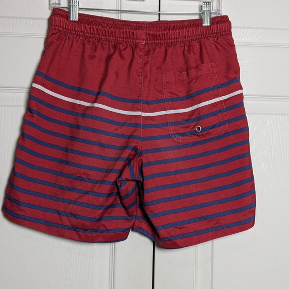 Amazon Essentials Men's Quick-Dry Swim Trunk Red Blue Stripes, Small, 7" Inseam - Picture 6 of 16